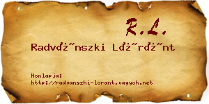 Radvánszki Lóránt névjegykártya