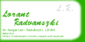 lorant radvanszki business card